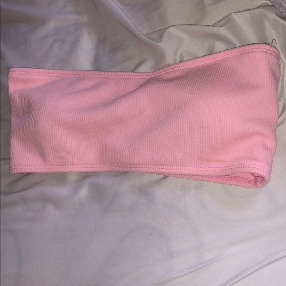 pink bandeau bikini top